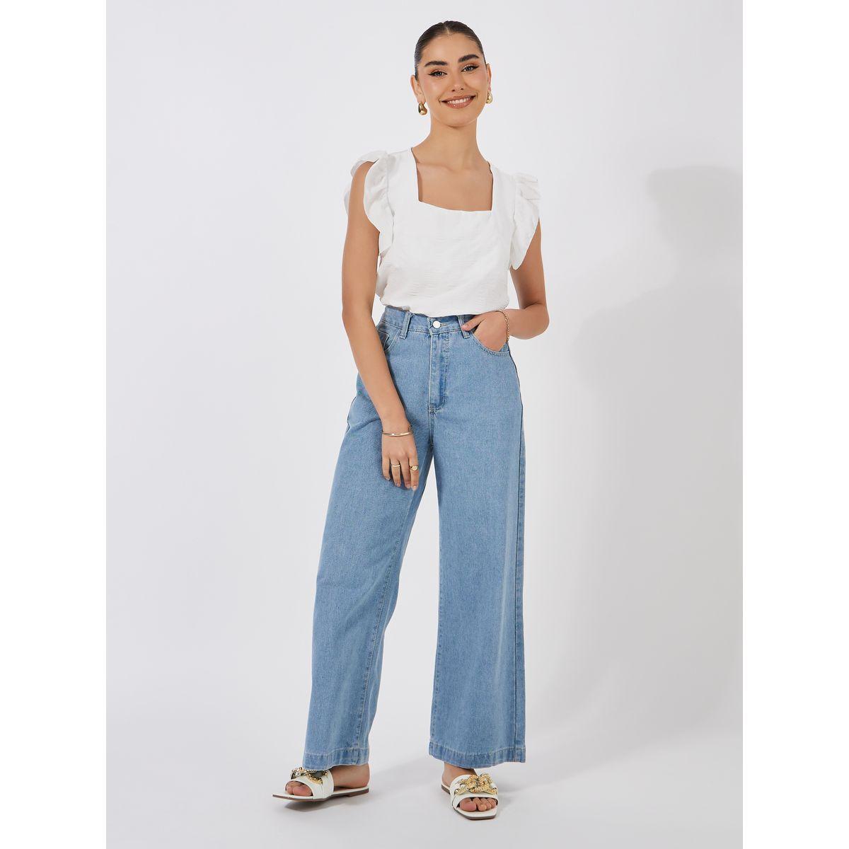 Styli Square Neck Woven Top with Flutter Sleeves-women-clothing-shirtsandblouses-blouses-image-2