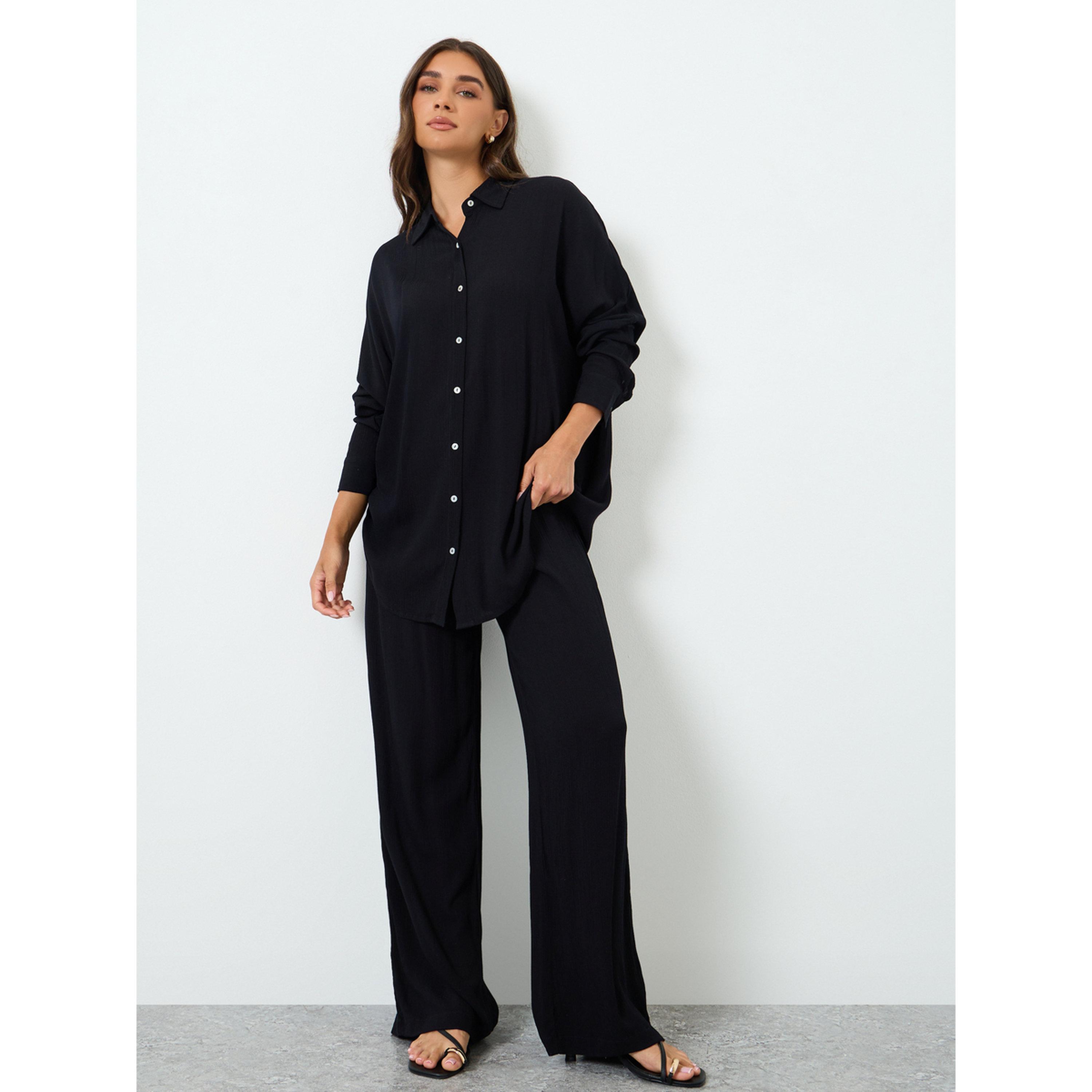 طقم منسق من قميص بقصة واسعة وبنطال واسع الأرجل للنساء-women-clothing-coordsets-image-1