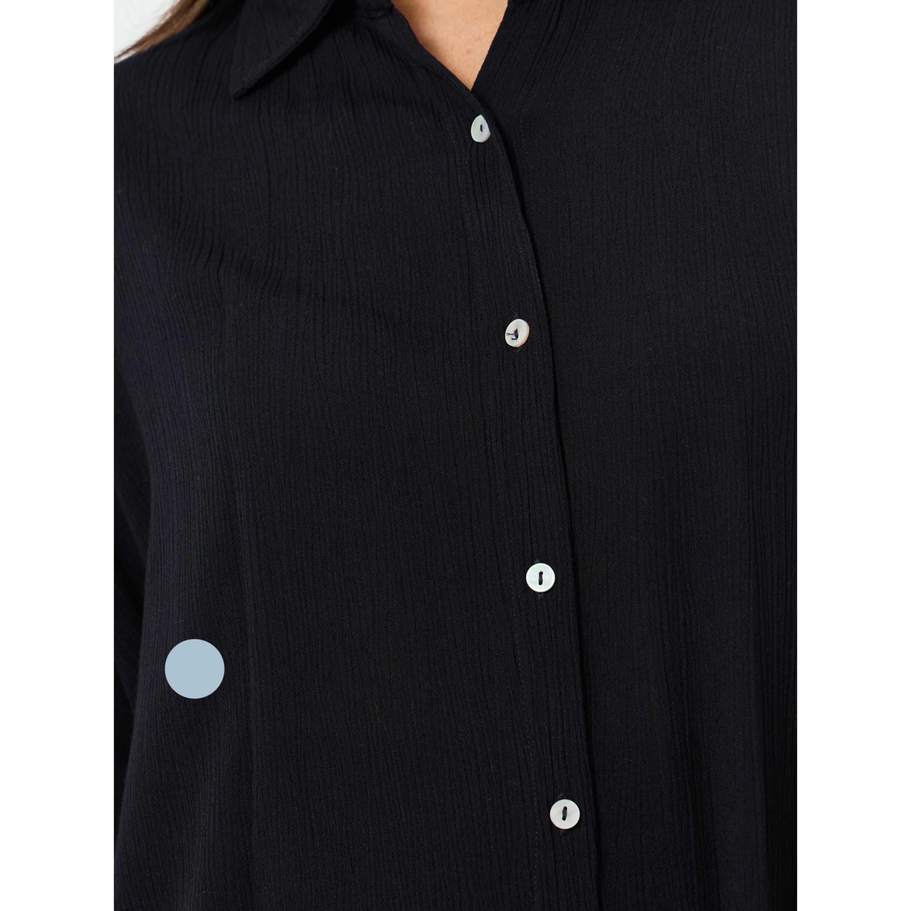 Styli Women Black Crinkle Oversized Shirt with Wide Leg Co-Ords-women-clothing-coordsets-image-3