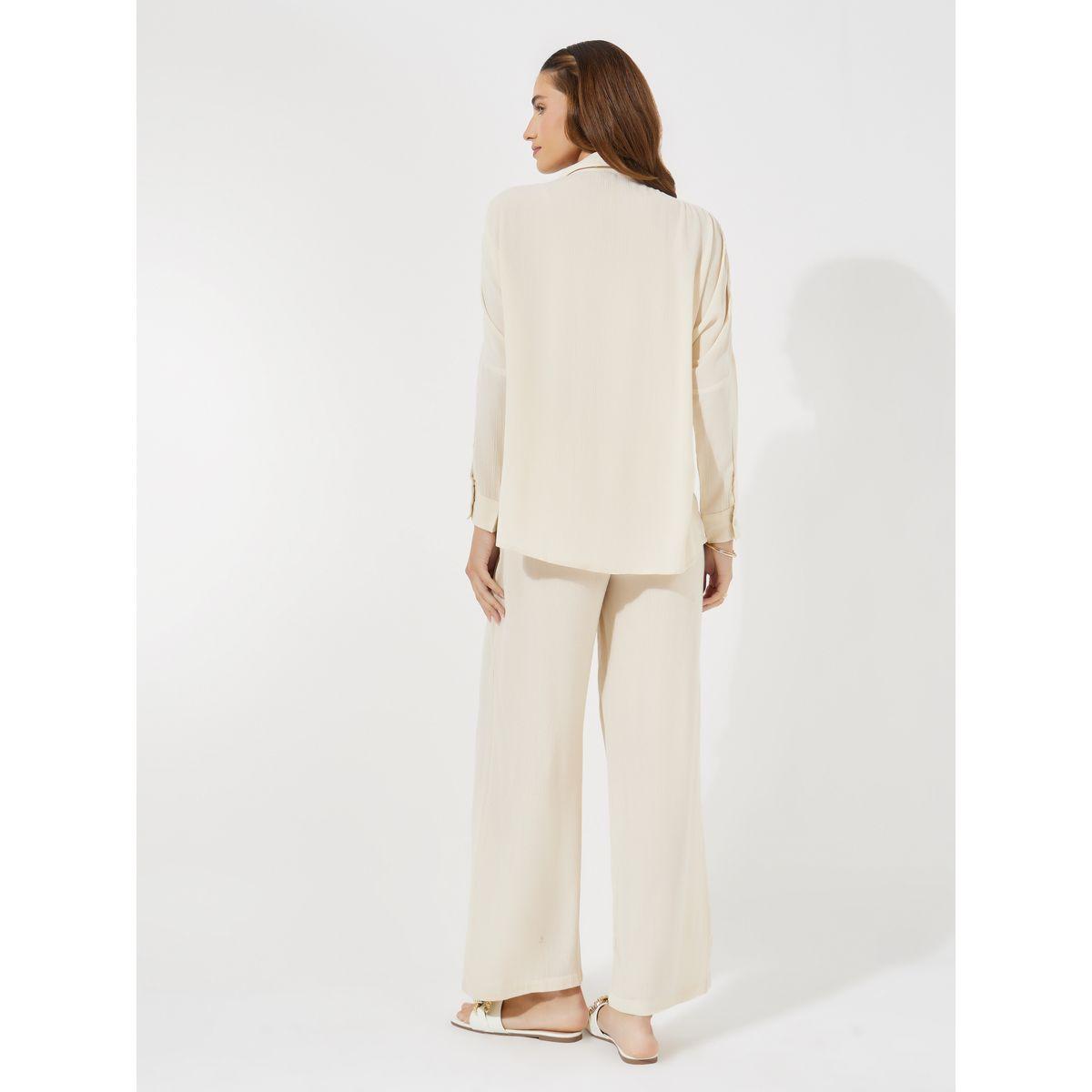 Styli Crinkled Oversized Shirt & Wide Leg Pants Co-Ords-women-clothing-coordsets-image-5