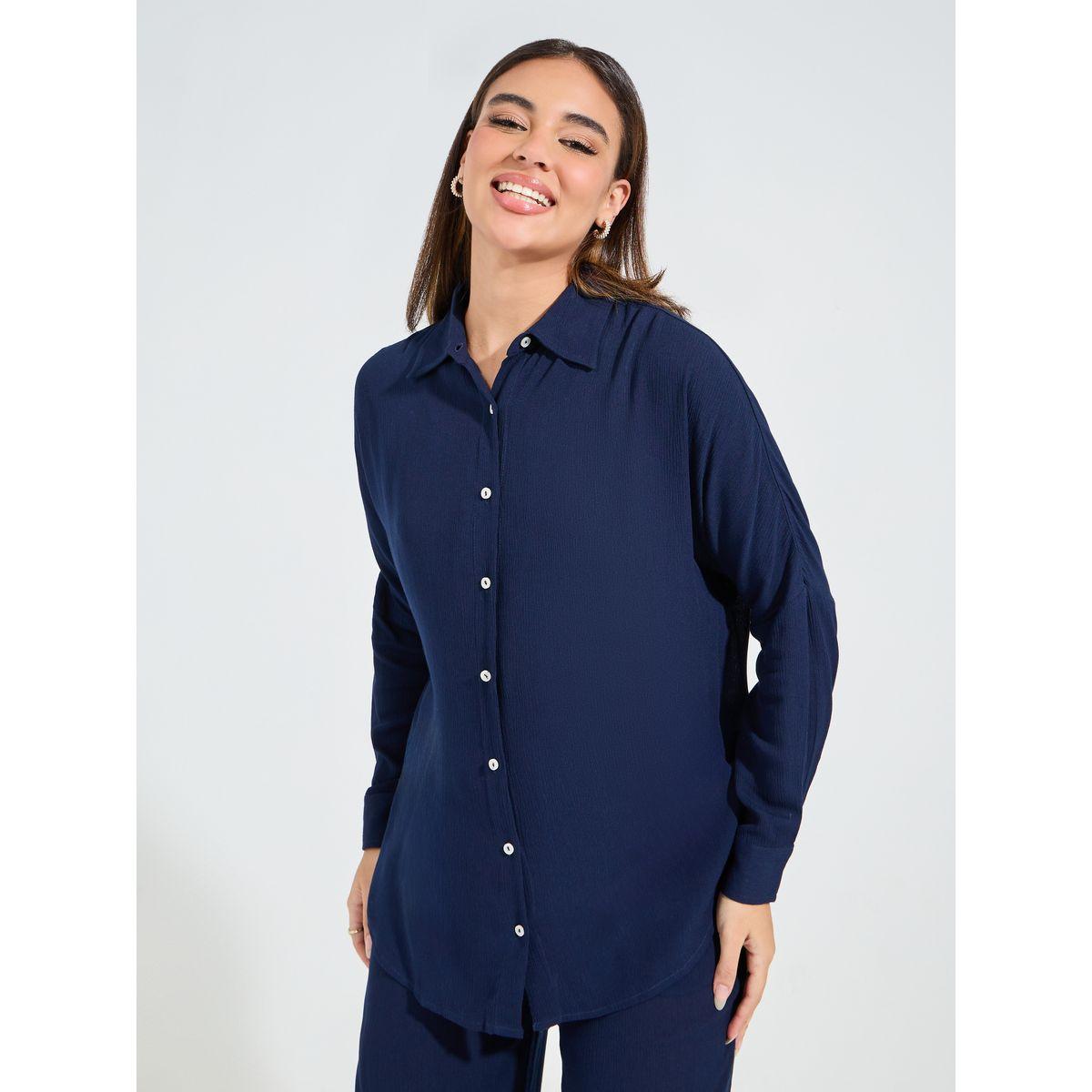 Styli Oversized Crinkle Shirt & Wide Leg Pants Co-Ords-women-clothing-coordsets-image-3