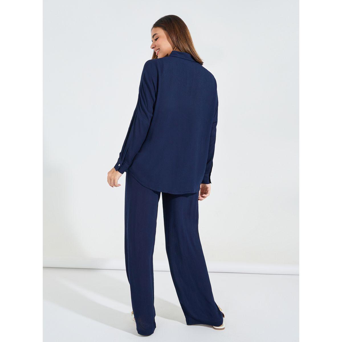 طقم منسق من بنطال بارجل واسعة وبلوزة فضفاضة-women-clothing-coordsets-image-5