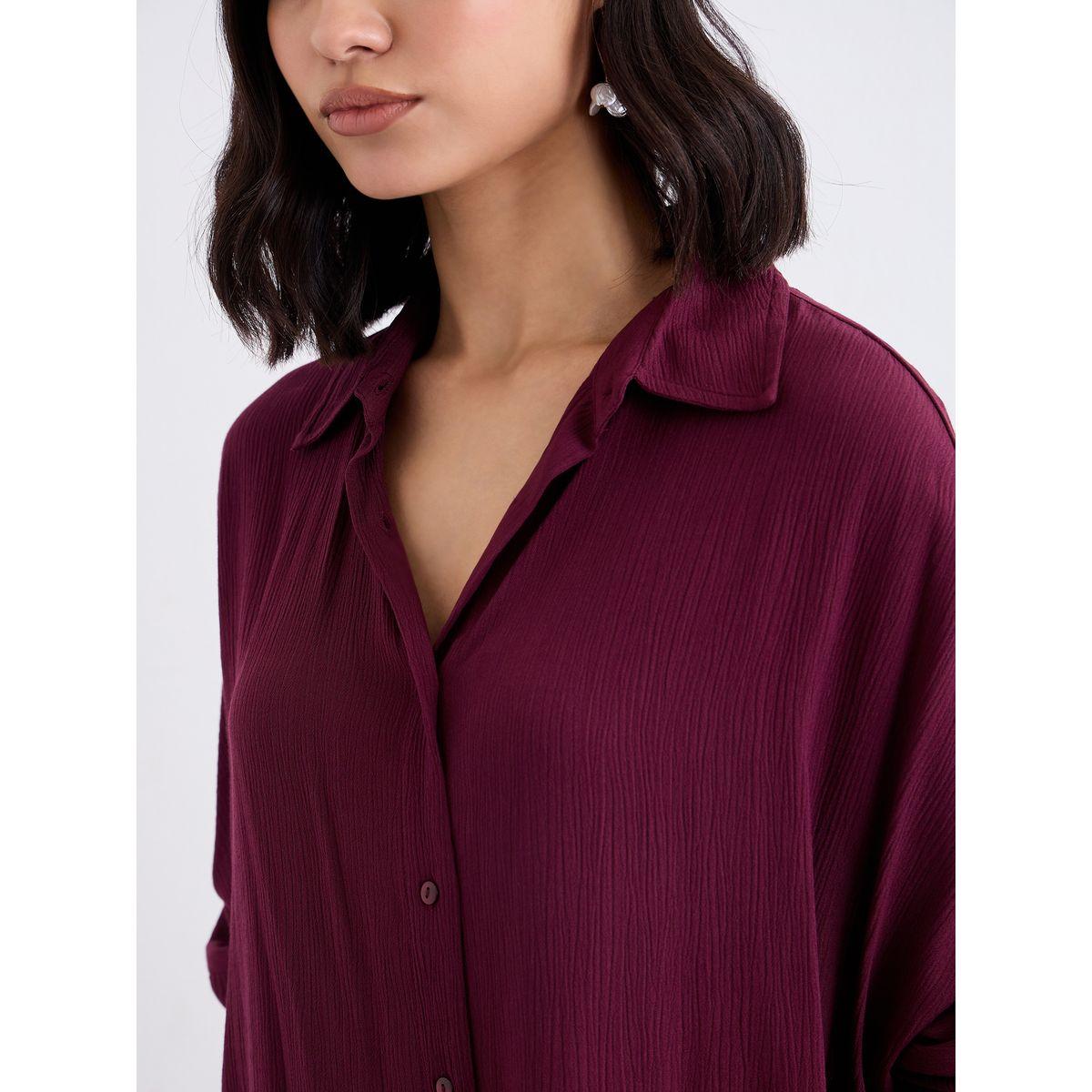 Styli Crinkled Oversized Shirt and Wide Leg Pants Co-Ords-women-clothing-coordsets-image-3