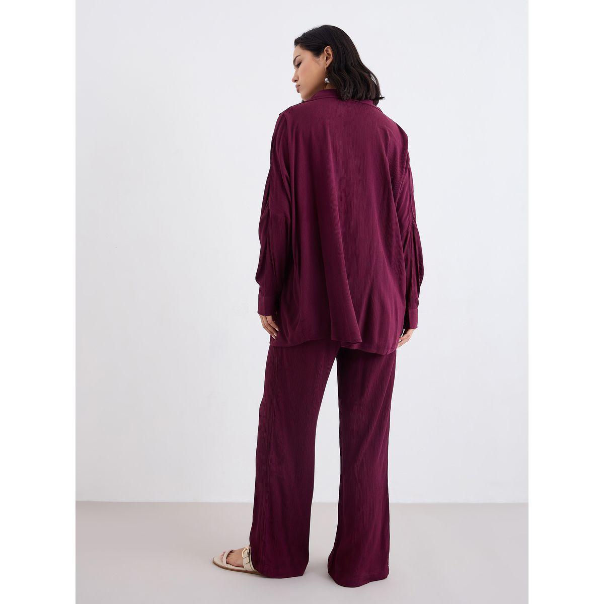 Styli Crinkled Oversized Shirt and Wide Leg Pants Co-Ords-women-clothing-coordsets-image-4