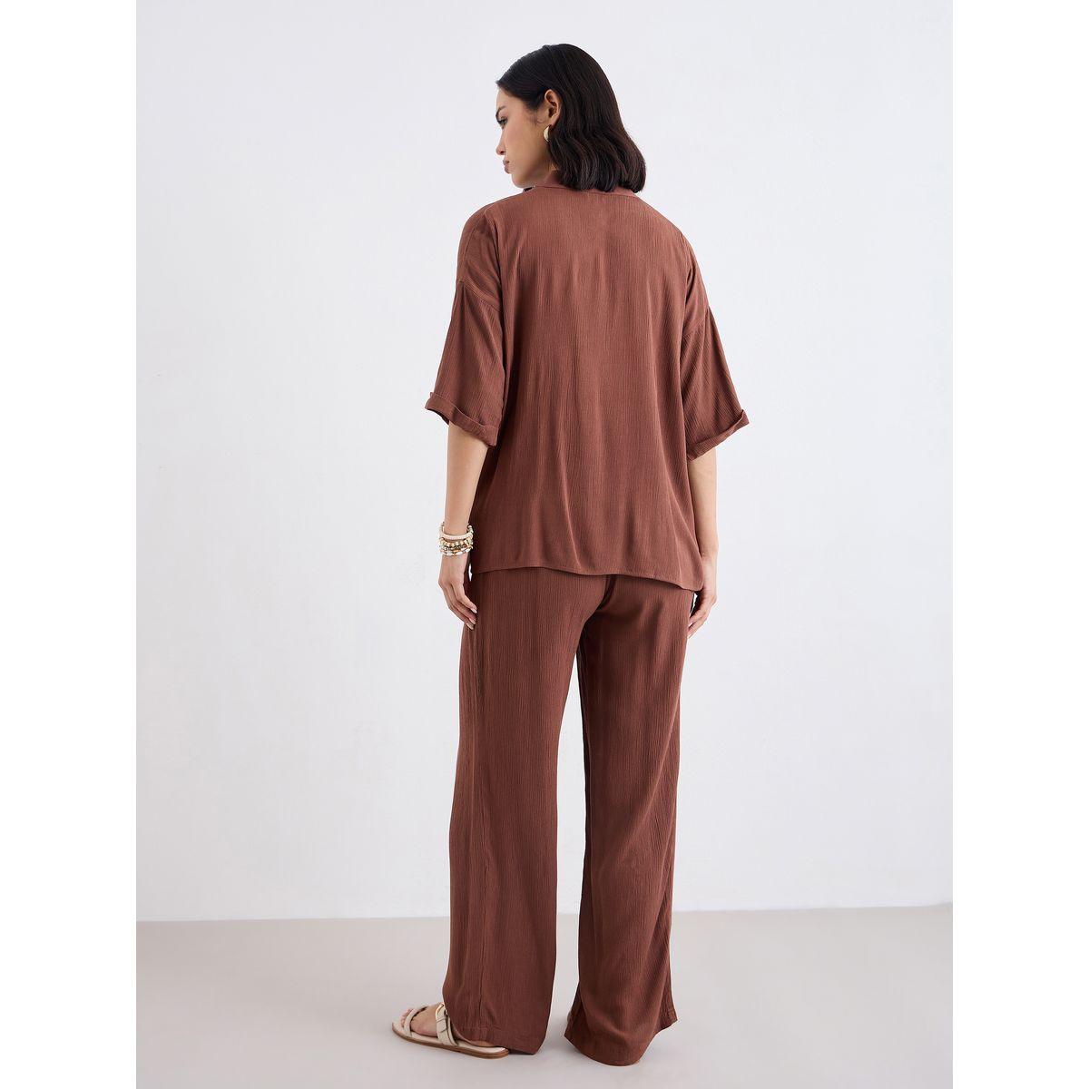 Styli Textured Oversized Shirt and Wide Leg Pants Co-Ords-women-clothing-coordsets-image-4