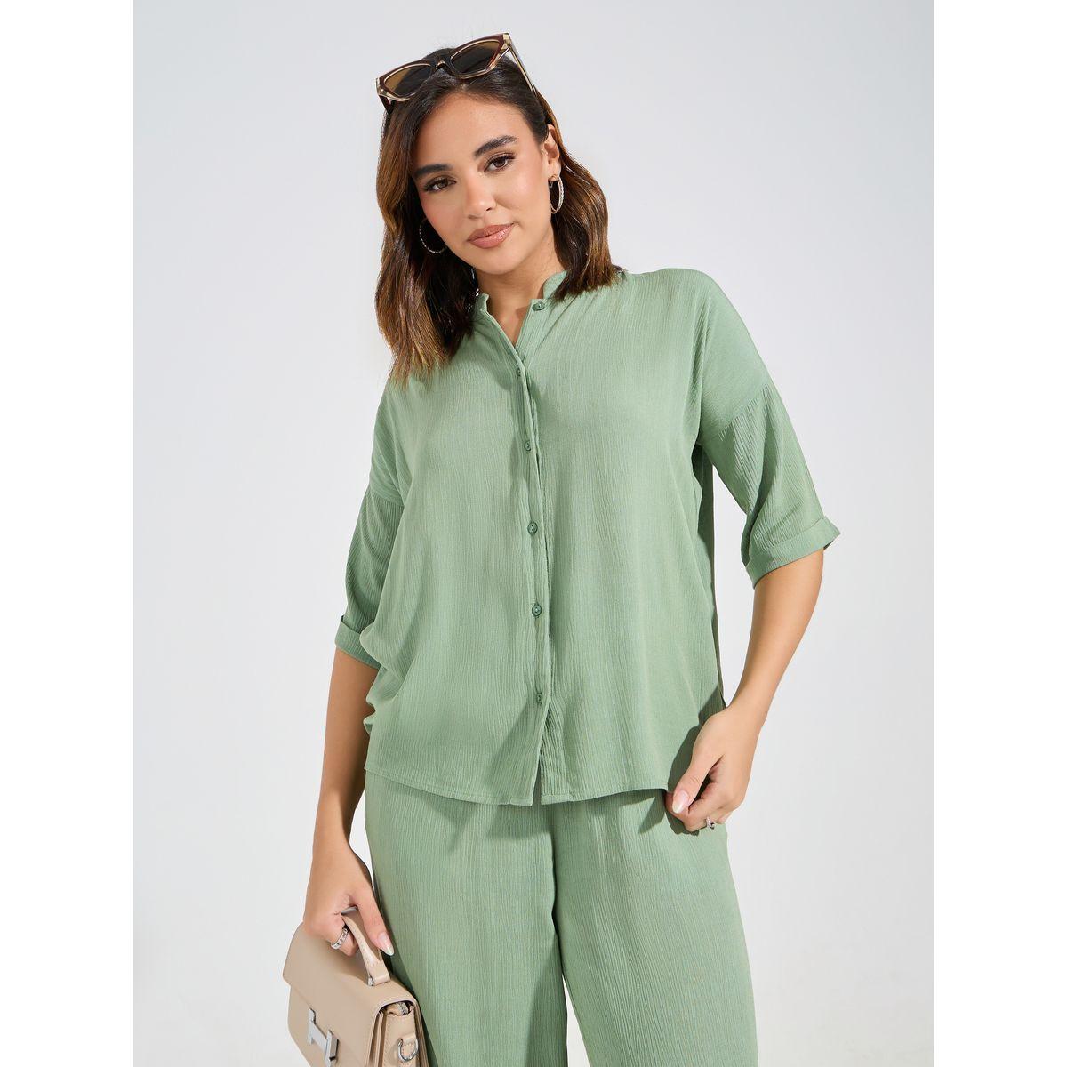 طقم منسق من بنطال بارجل واسعة مع بلوزة بوكسي-women-clothing-coordsets-image-3
