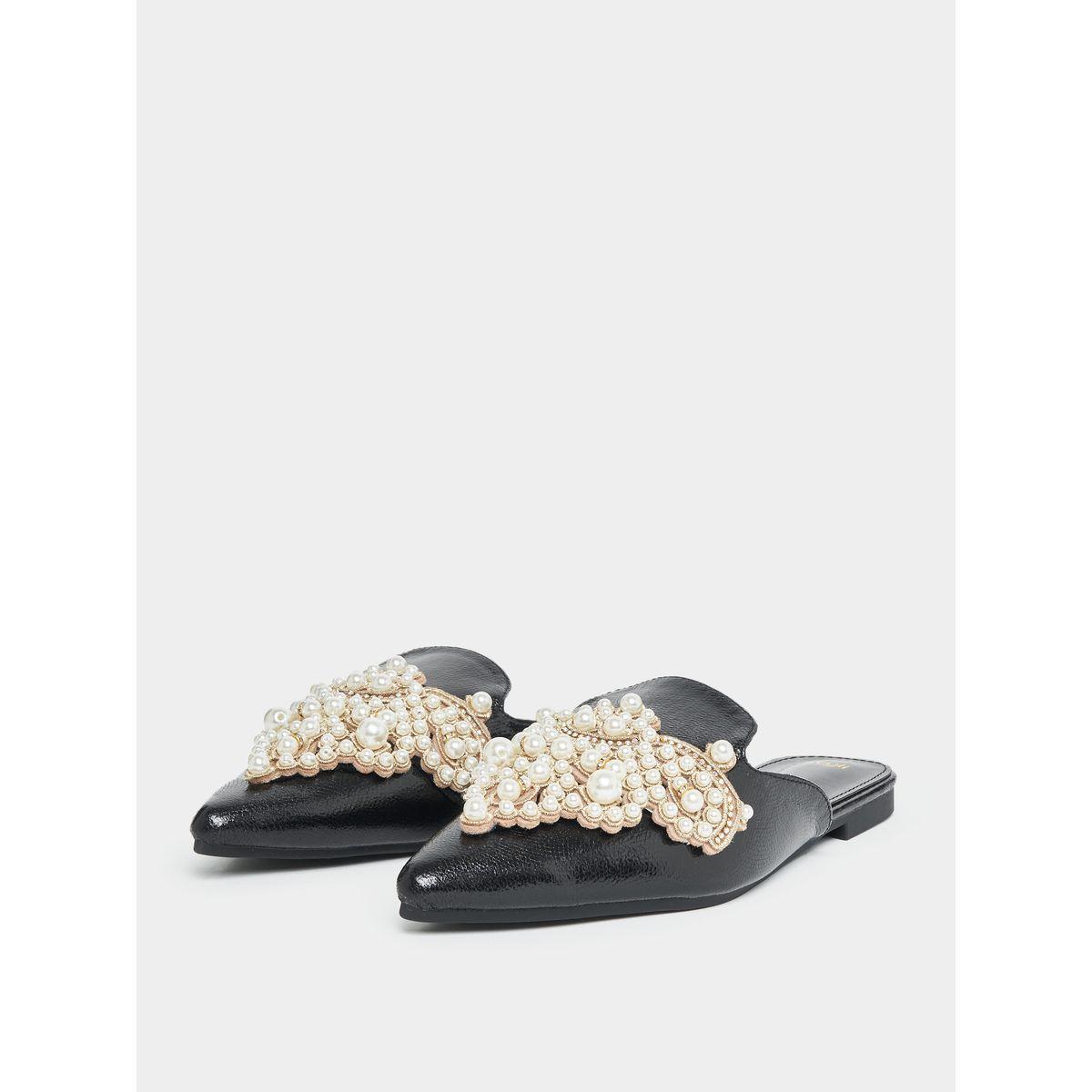 Styli Faux Pearl Studded Strap Mules-women-shoes-loafersandmoccasins-image-2