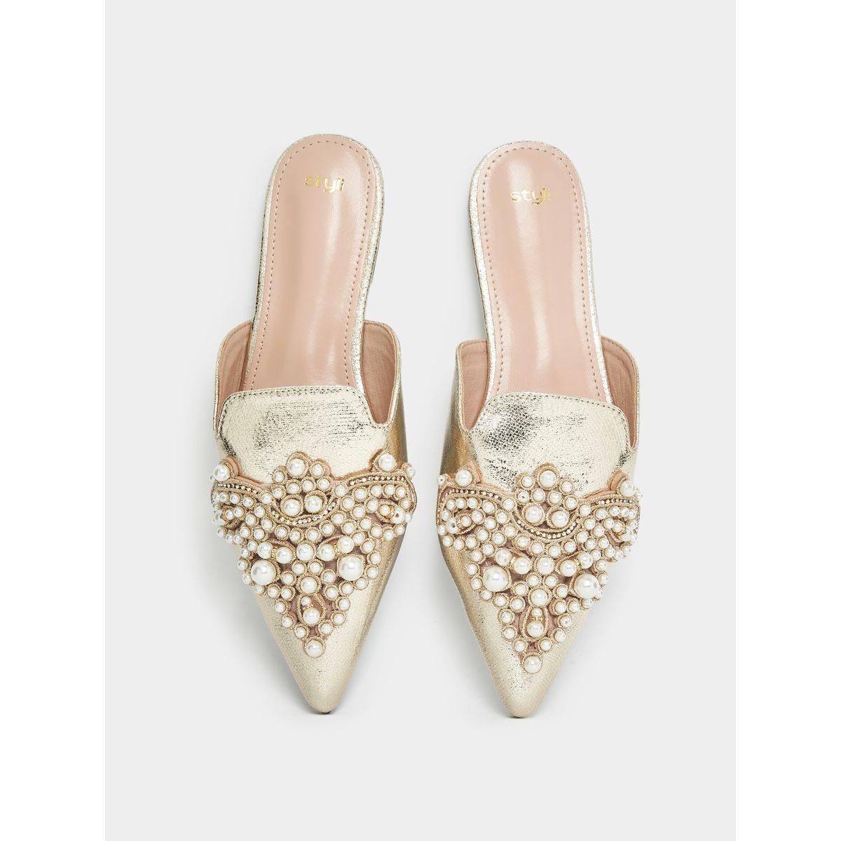 Styli Faux Pearl Studded Strap Mules-women-shoes-loafersandmoccasins-image-6