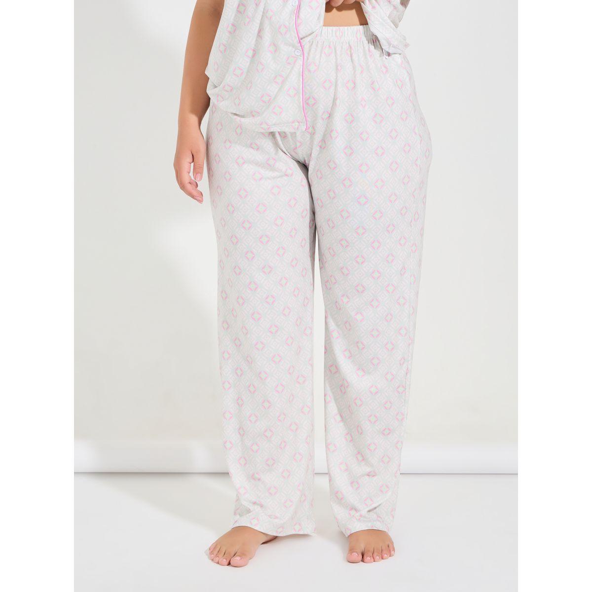 Styli Unwind Plus Size Geometric Print Drop Shoulder Shirt & Pyjama Set-women-clothing-nightwear-pyjamas-longsets-image-4