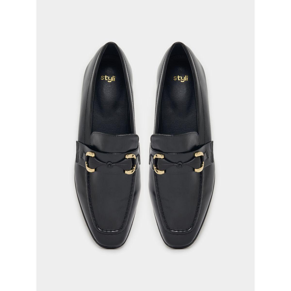 Styli Buckle Trim Square Toe Loafers-women-shoes-loafersandmoccasins-image-6
