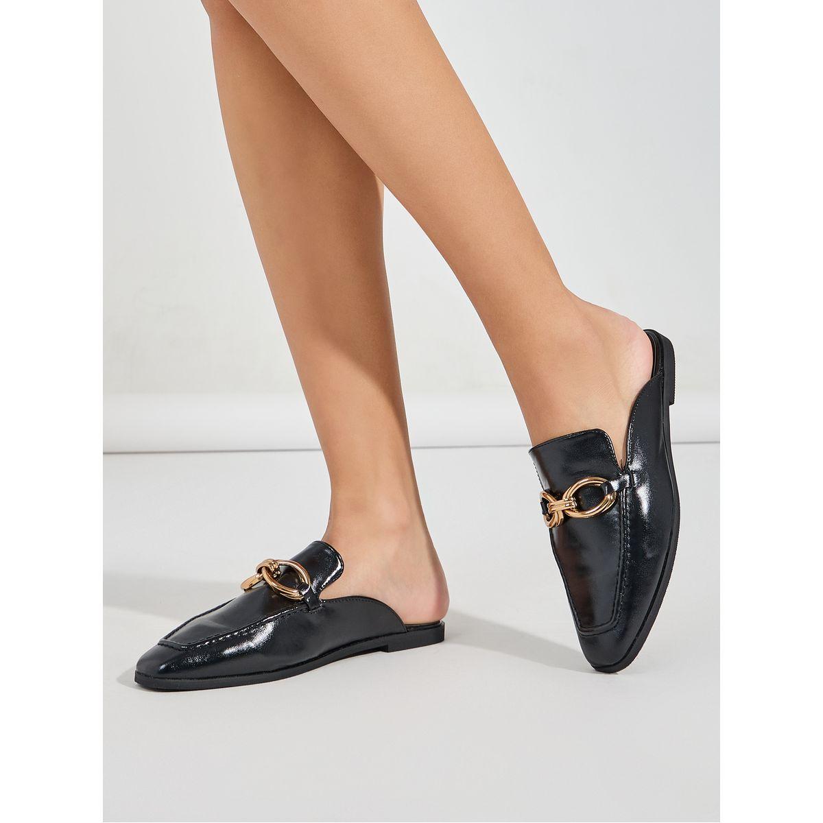 Styli Buckle Trim Slip On Mules-women-shoes-loafersandmoccasins-image-1