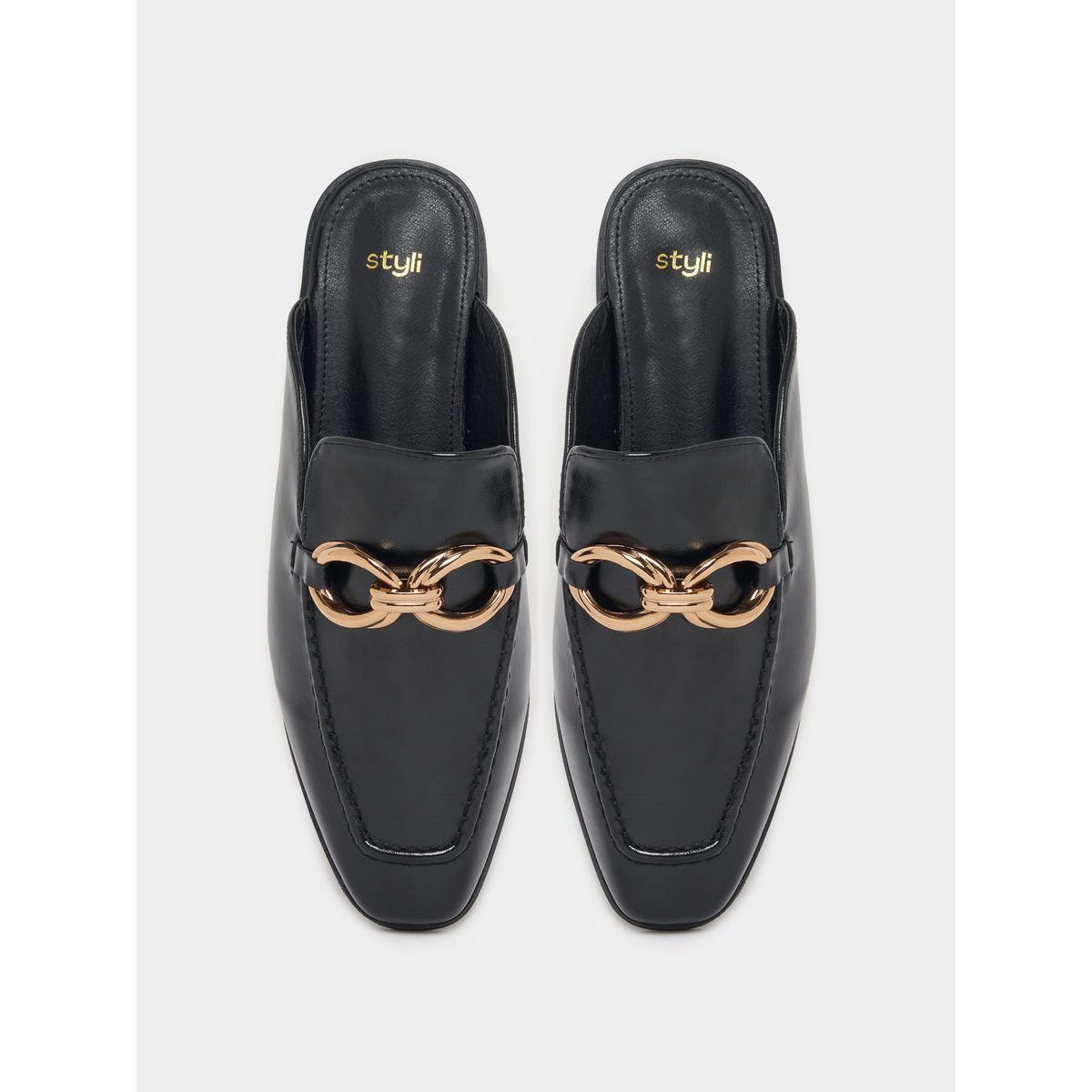 Styli Buckle Trim Slip On Mules-women-shoes-loafersandmoccasins-image-6