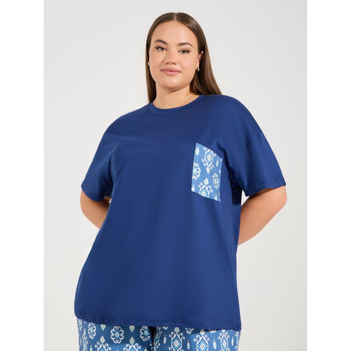 Styli Unwind Printed Pocket T-Shirt & Pyjama Set-women-clothing-nightwear-pyjamas-longsets-image-2