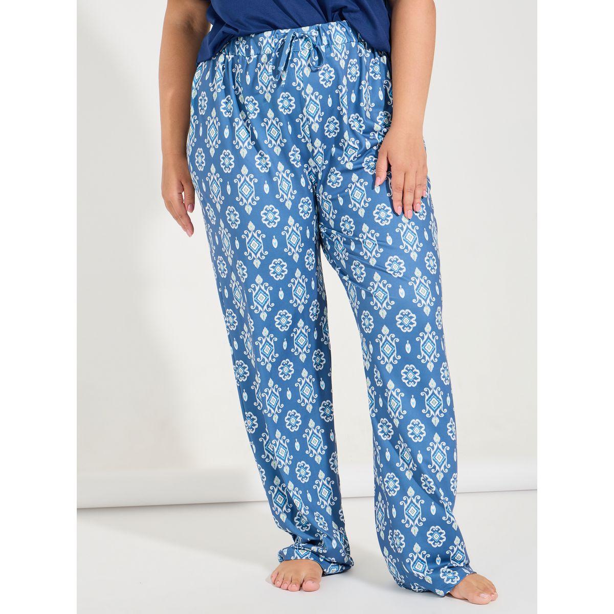 طقم من بنطال بيجاما مع تيشيرت بجيب على الصدر-women-clothing-nightwear-pyjamas-longsets-image-5