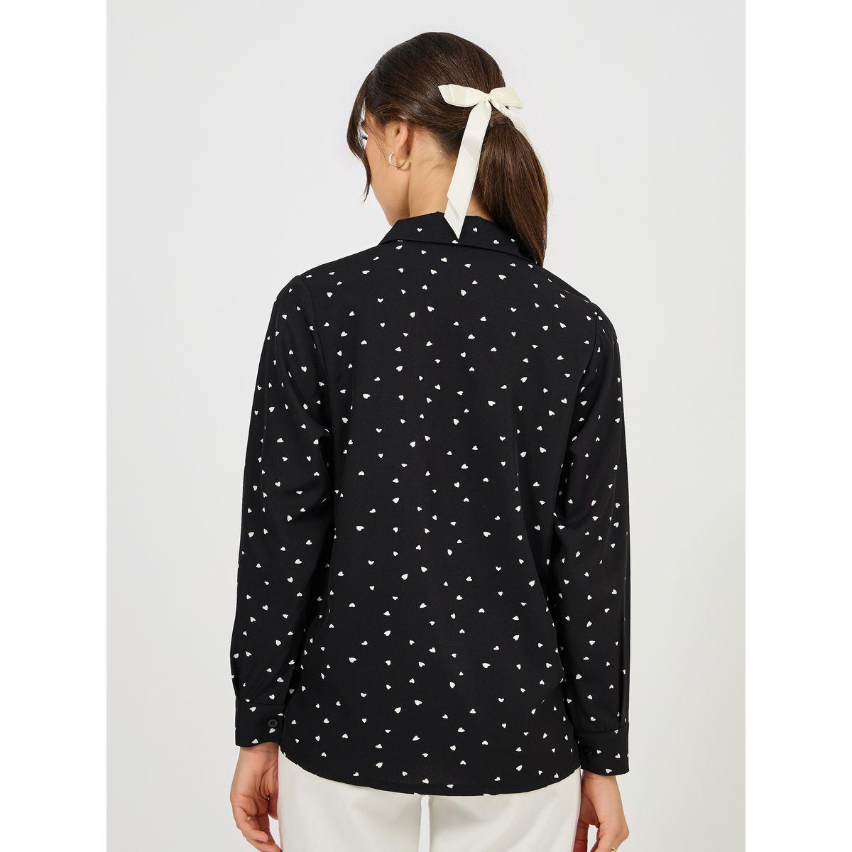 Styli Woven Heart Print High Low Hem Shirt-women-clothing-shirtsandblouses-shirts-image-4