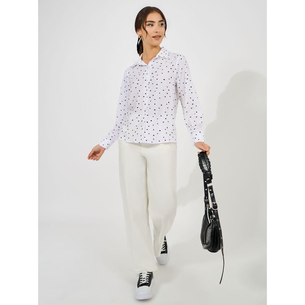 Styli Woven Heart Print High Low Hem Shirt-women-clothing-shirtsandblouses-shirts-image-2