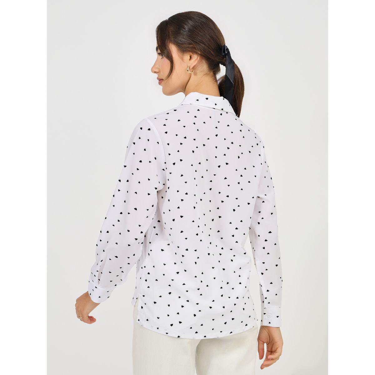 بلوزة منسوجة بطبعة قلوب مع حافة غير متماثلة الطول-women-clothing-shirtsandblouses-shirts-image-4