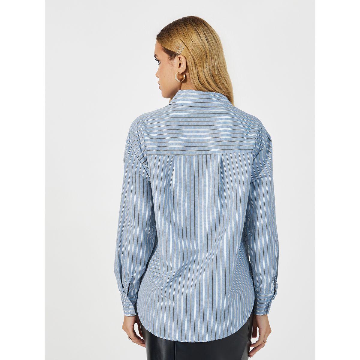Styli Striped  Button Through Oversized Shirt-women-clothing-shirtsandblouses-shirts-image-5