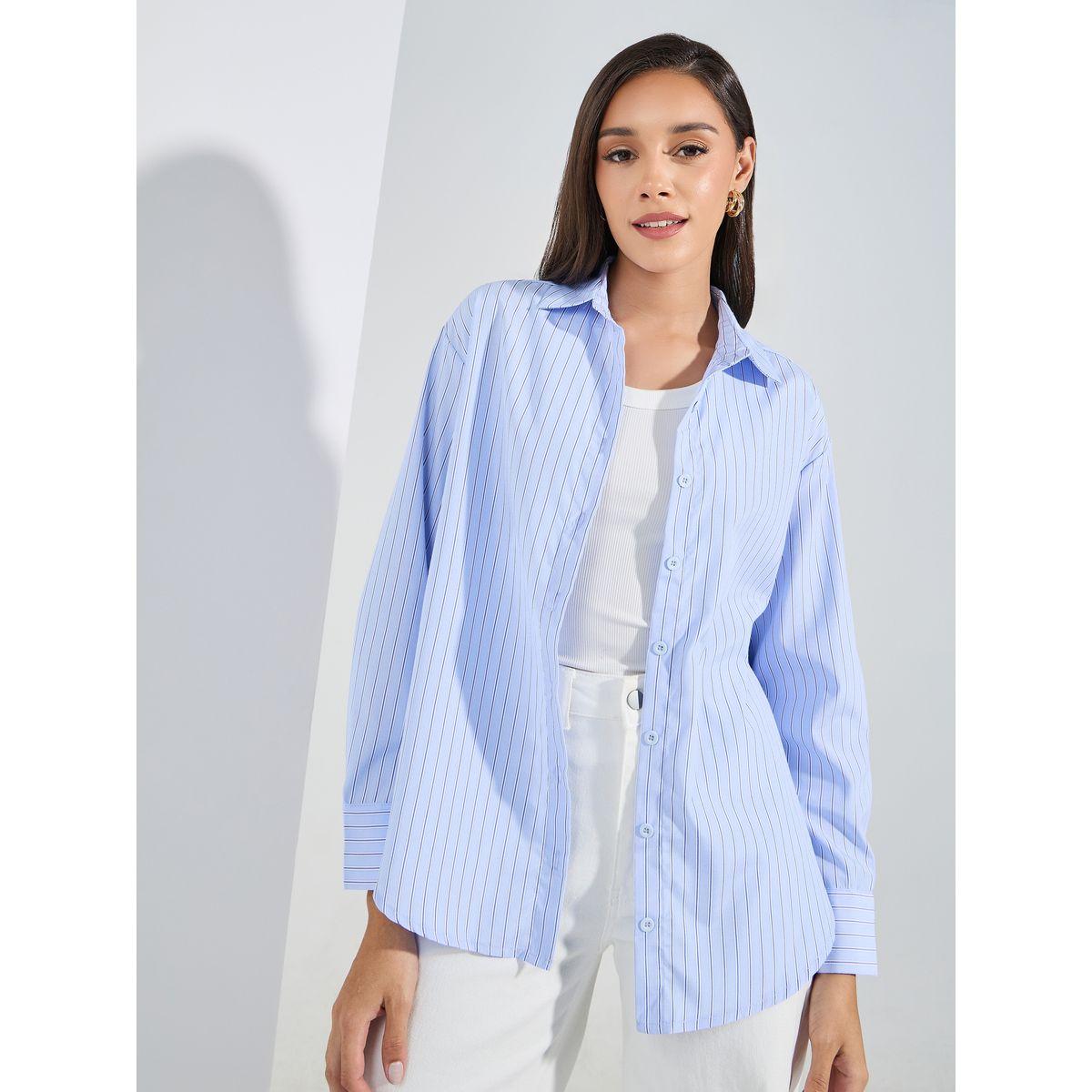 Styli Oversized Striped  Button Through Shirt-women-clothing-shirtsandblouses-shirts-image-1
