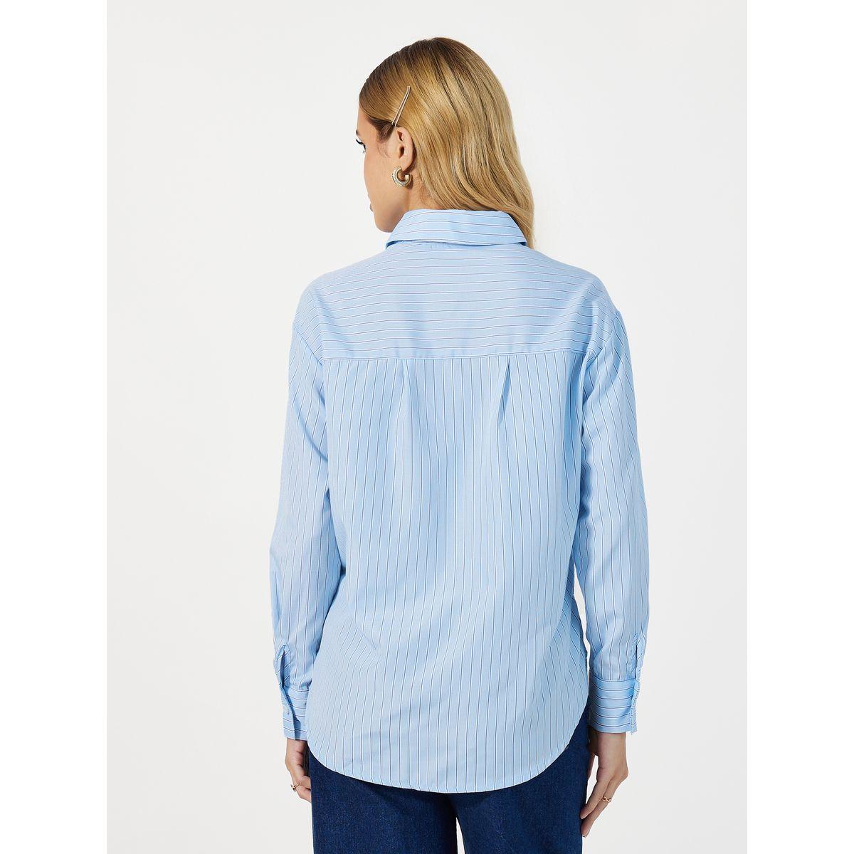 Styli Striped  Button Through Oversized Shirt-women-clothing-shirtsandblouses-shirts-image-4