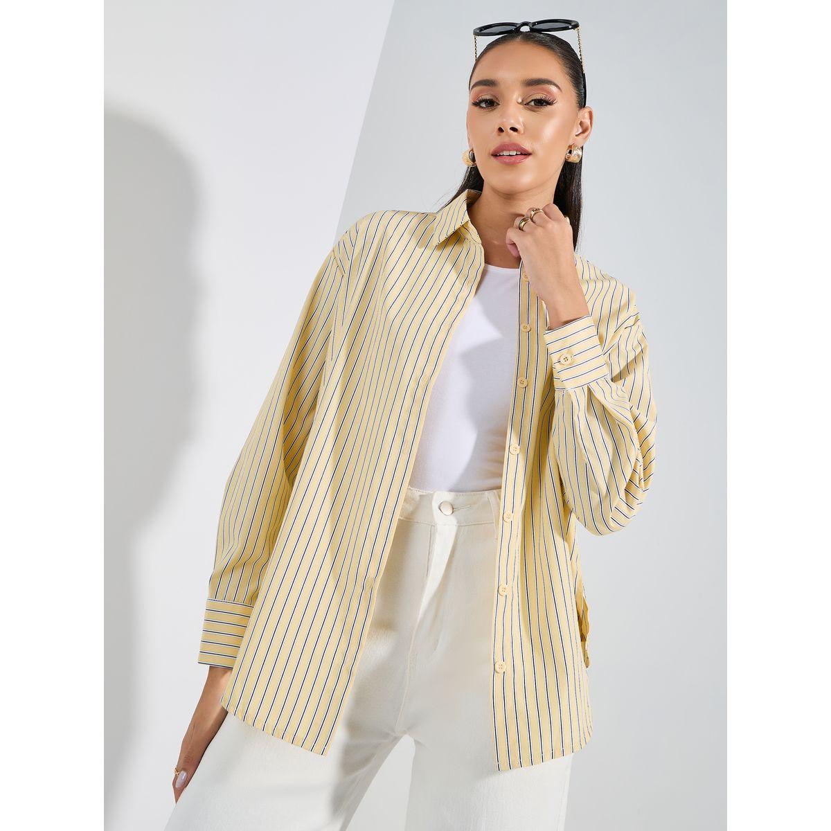 Styli Oversized Striped  Button Through Shirt-women-clothing-shirtsandblouses-shirts-image-1