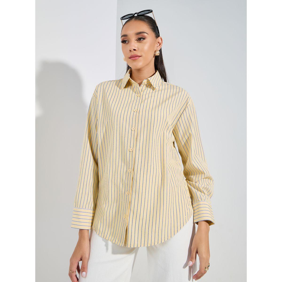بلوزة فضفاضة مخططة بازرار غلق-women-clothing-shirtsandblouses-shirts-image-4