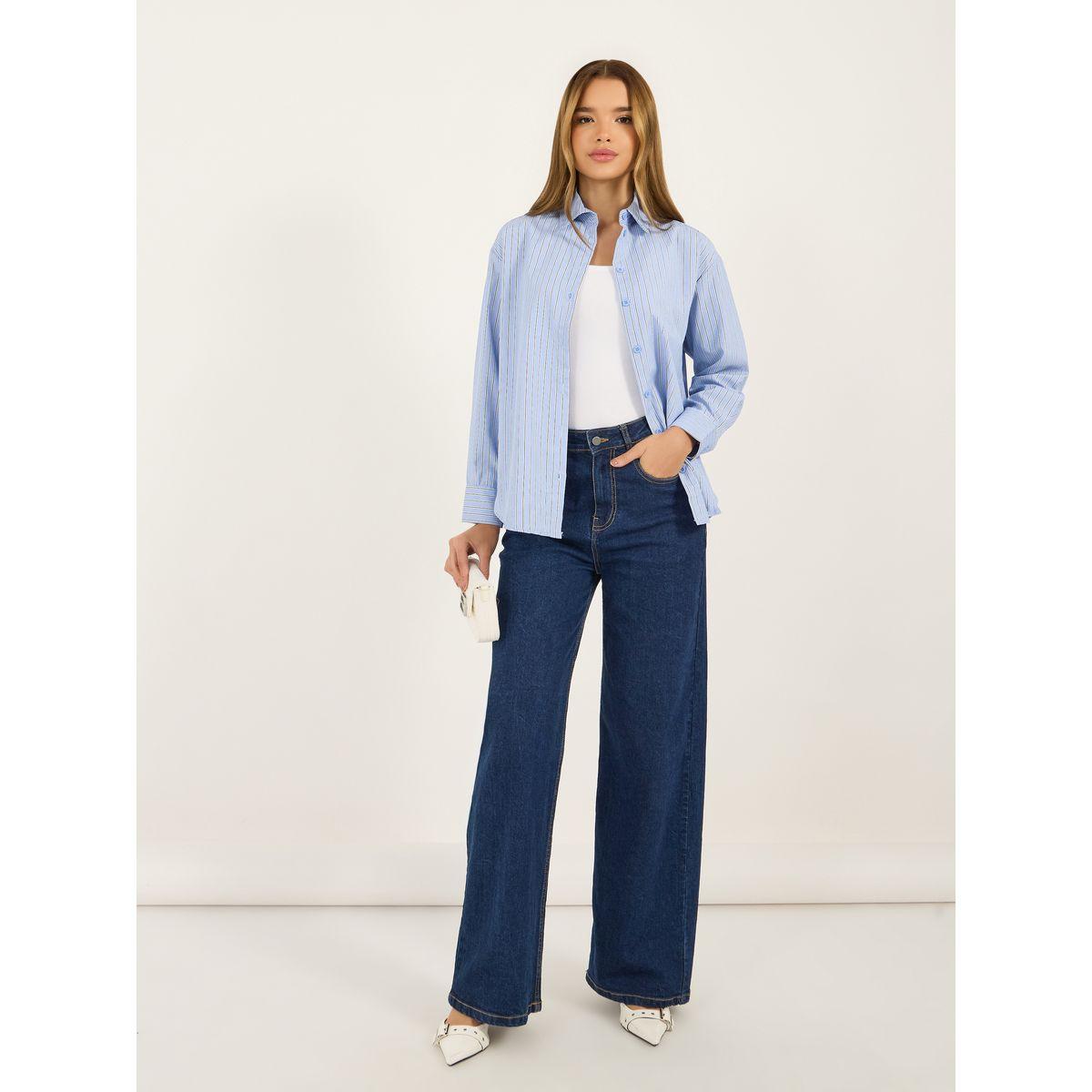 بلوزة فضفاضة مخططة بأزرار غلق-women-clothing-shirtsandblouses-shirts-image-3