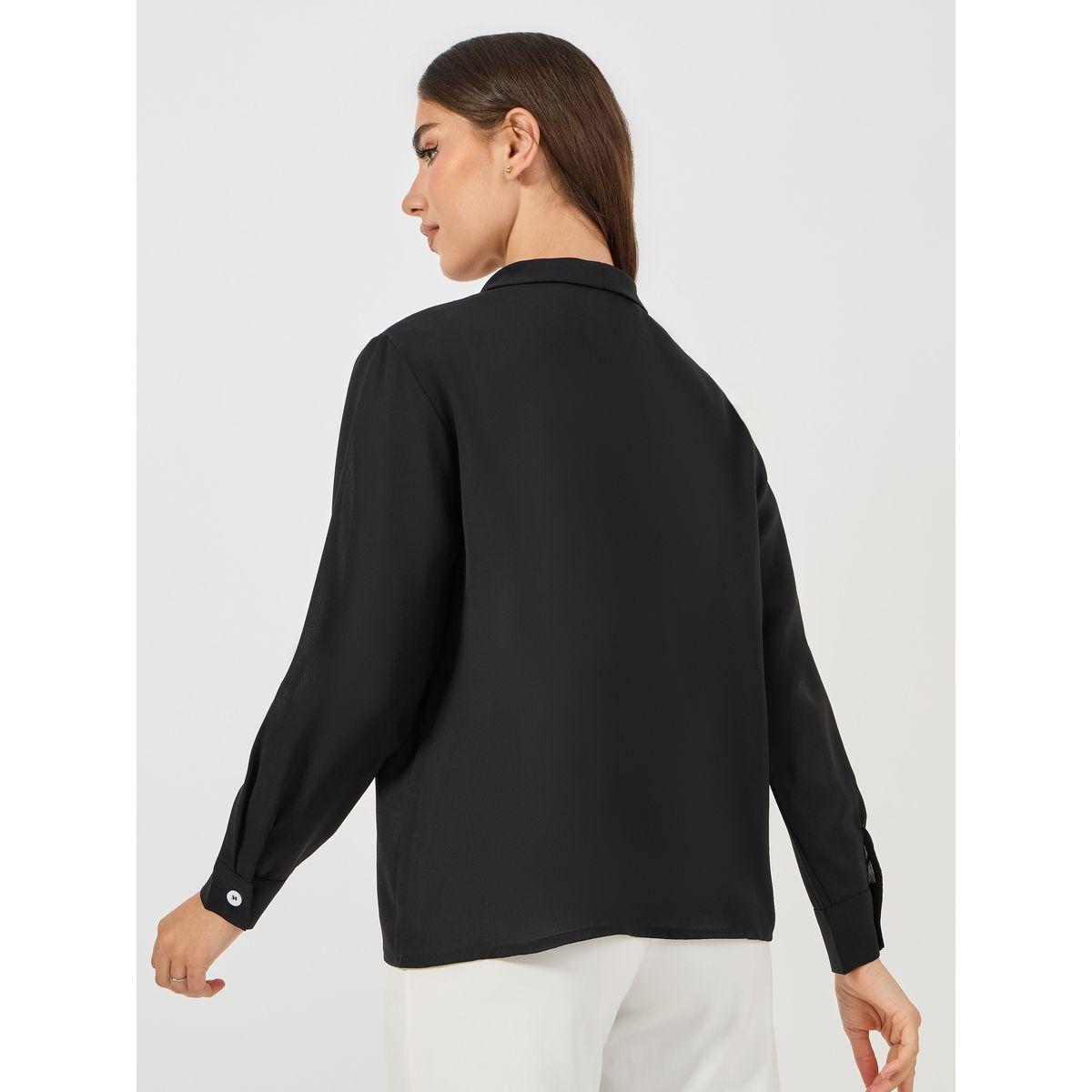 Styli Solid Lapel Collar Double Breasted Top-women-clothing-shirtsandblouses-blouses-image-5