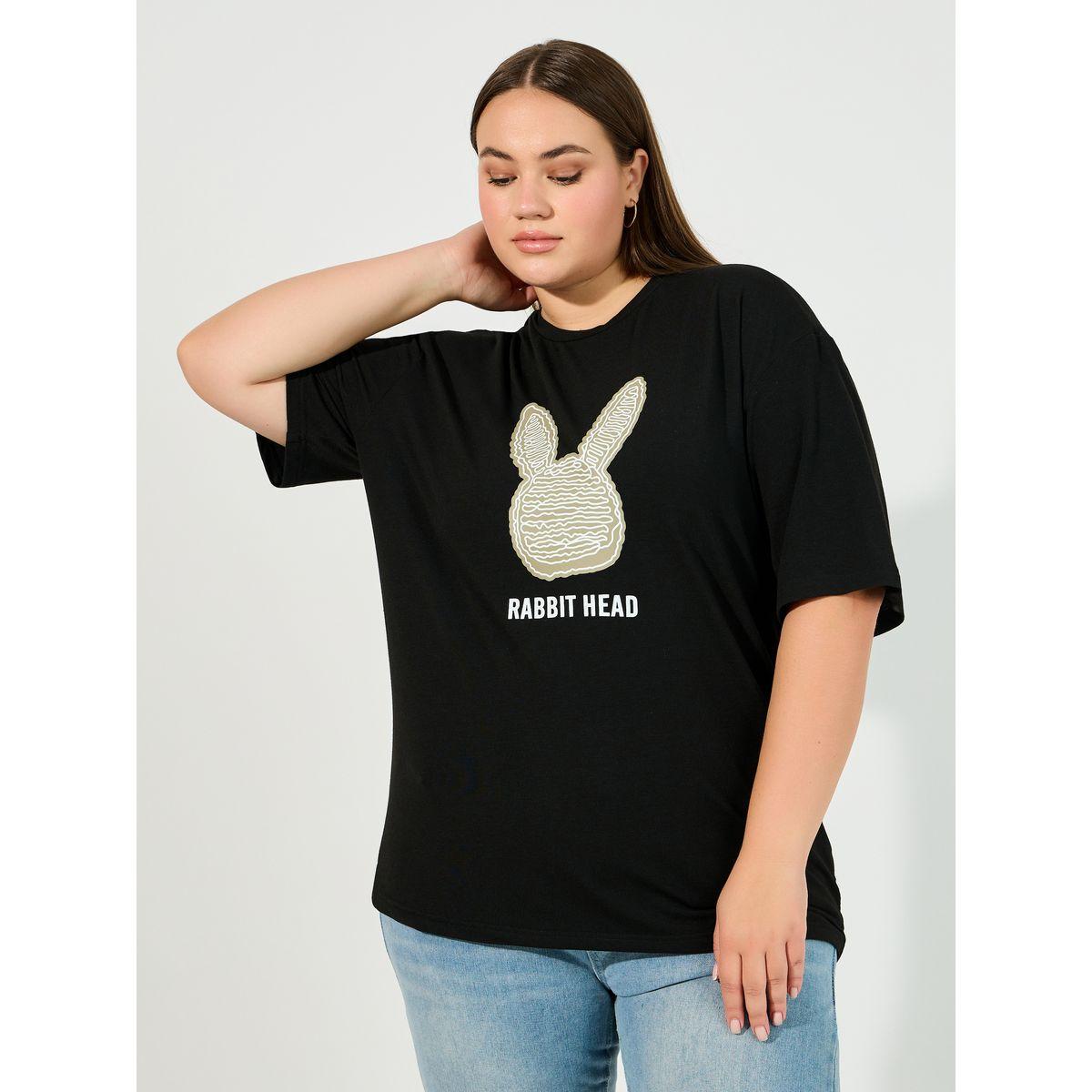 Styli Plus Size Rabbit Graphic Print Oversized T-Shirt-women-clothing-tshirts-image-1