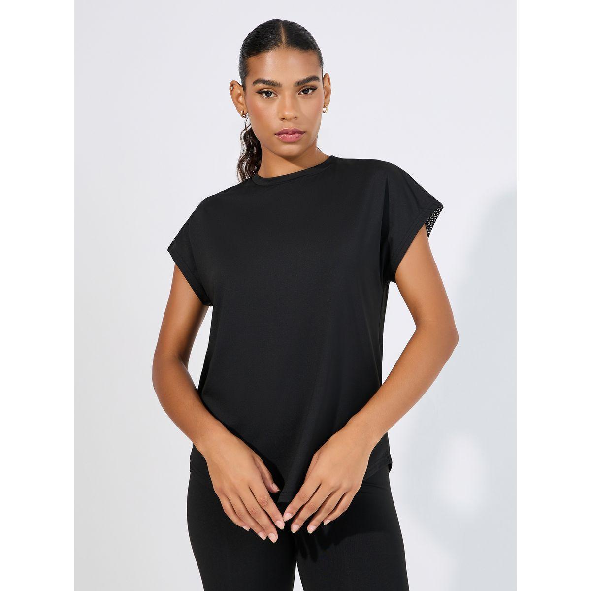 Styli Active Half Back Mesh & Reflective Stripe Detail Top-women-clothing-sportswearandactivewear-tshirtsandvests-image-2