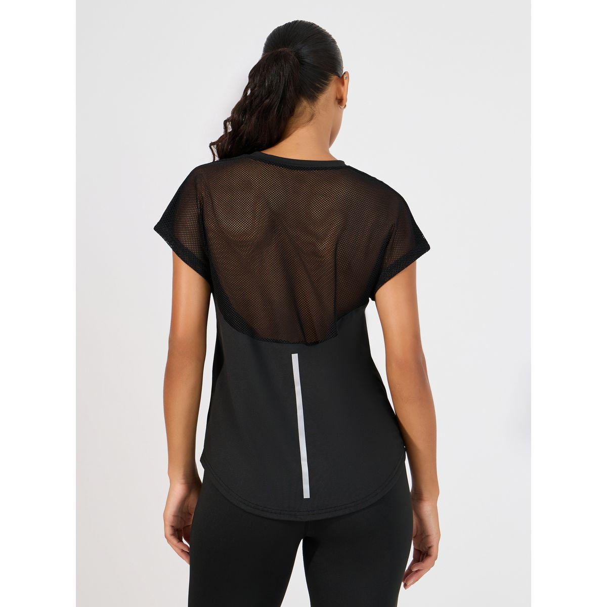 Styli Active Half Back Mesh & Reflective Stripe Detail Top-women-clothing-sportswearandactivewear-tshirtsandvests-image-5