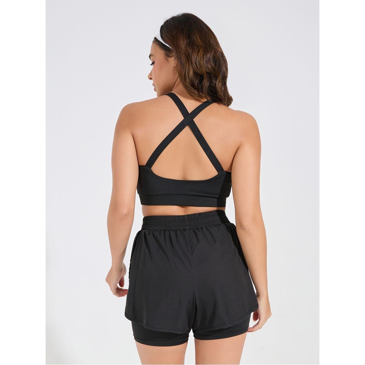مجموعة من 3 - شورت وبلوزة مع صدرية باربطة كروس-sports-women-clothing-trackpantsandtracksuits-image-8