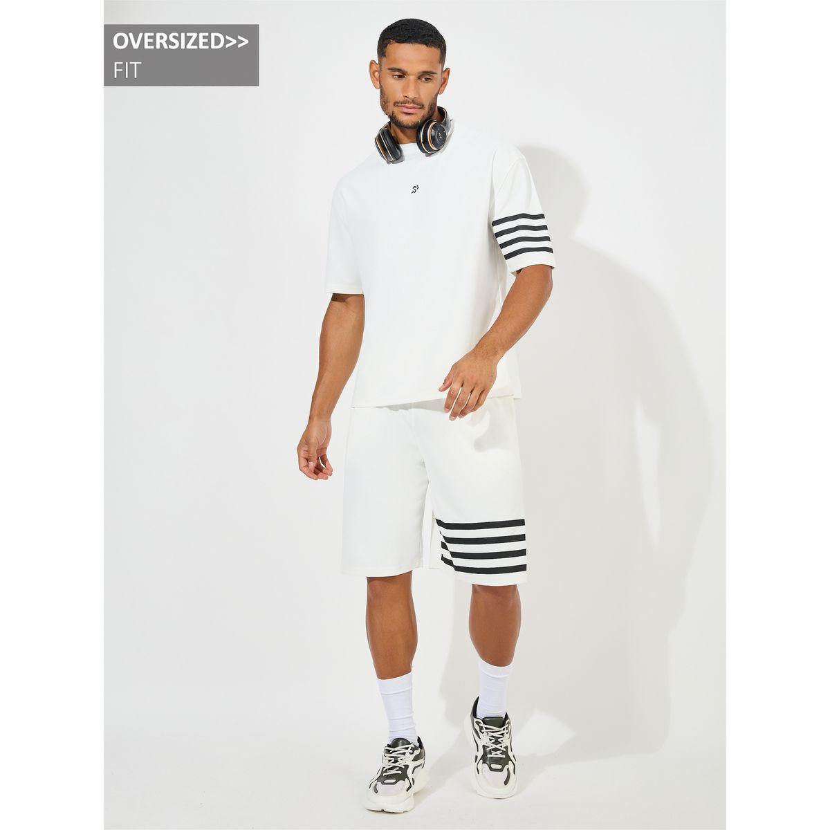 مجموعة من شورت مخطط مع تيشيرت فضفاض-men-clothing-coordsets-image-1