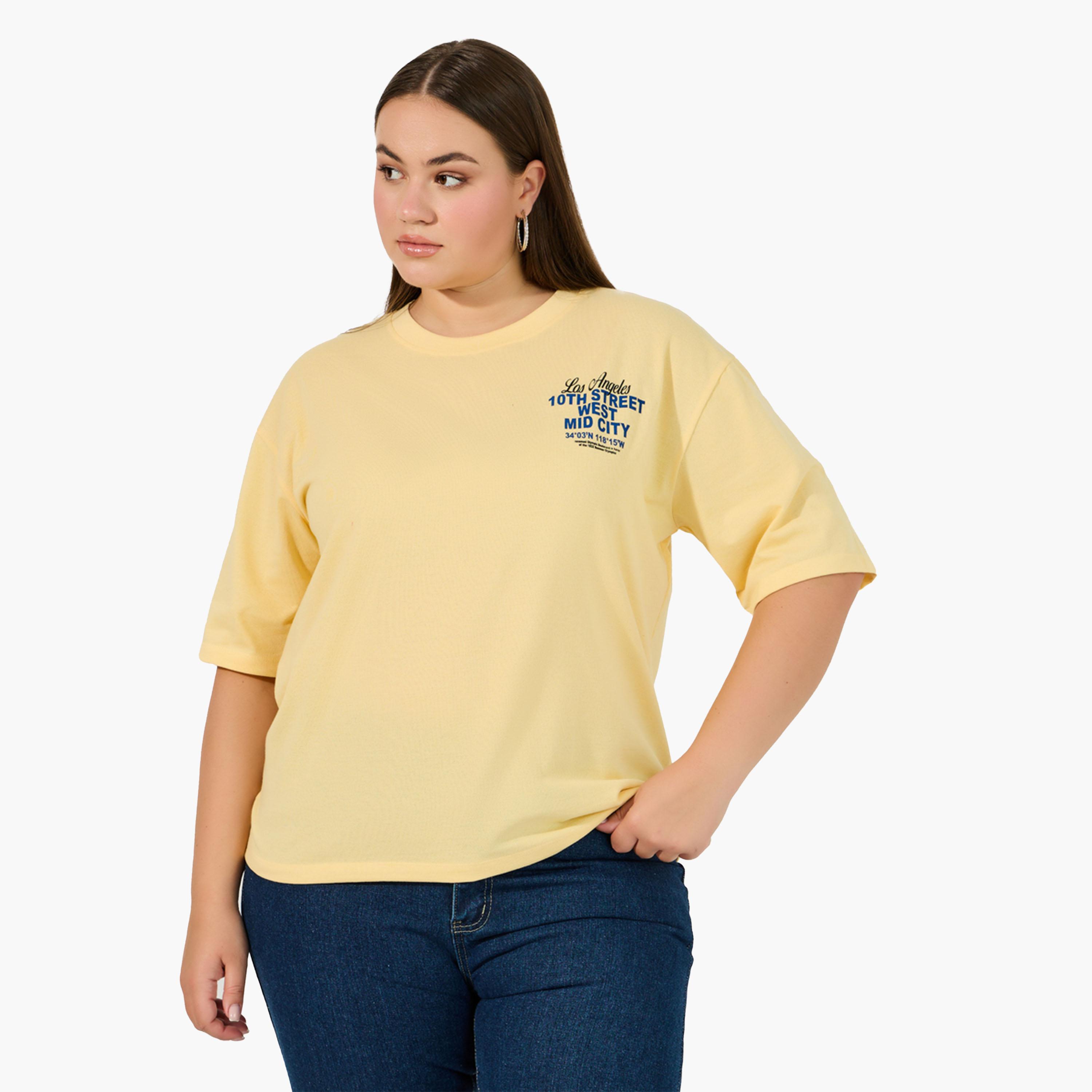 Styli Plus Size Slogan Print Oversized T-Shirt-women-clothing-tshirts-image-1