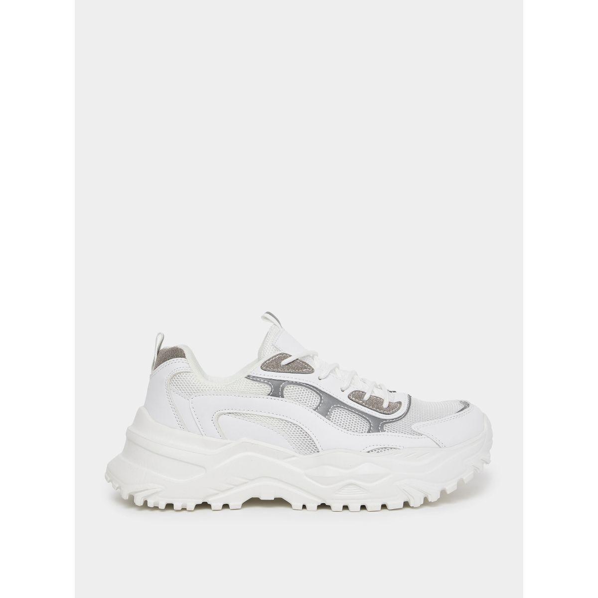 Styli Contrast Panel Lace Up Chunky Sneakers-women-shoes-sneakers-image-2