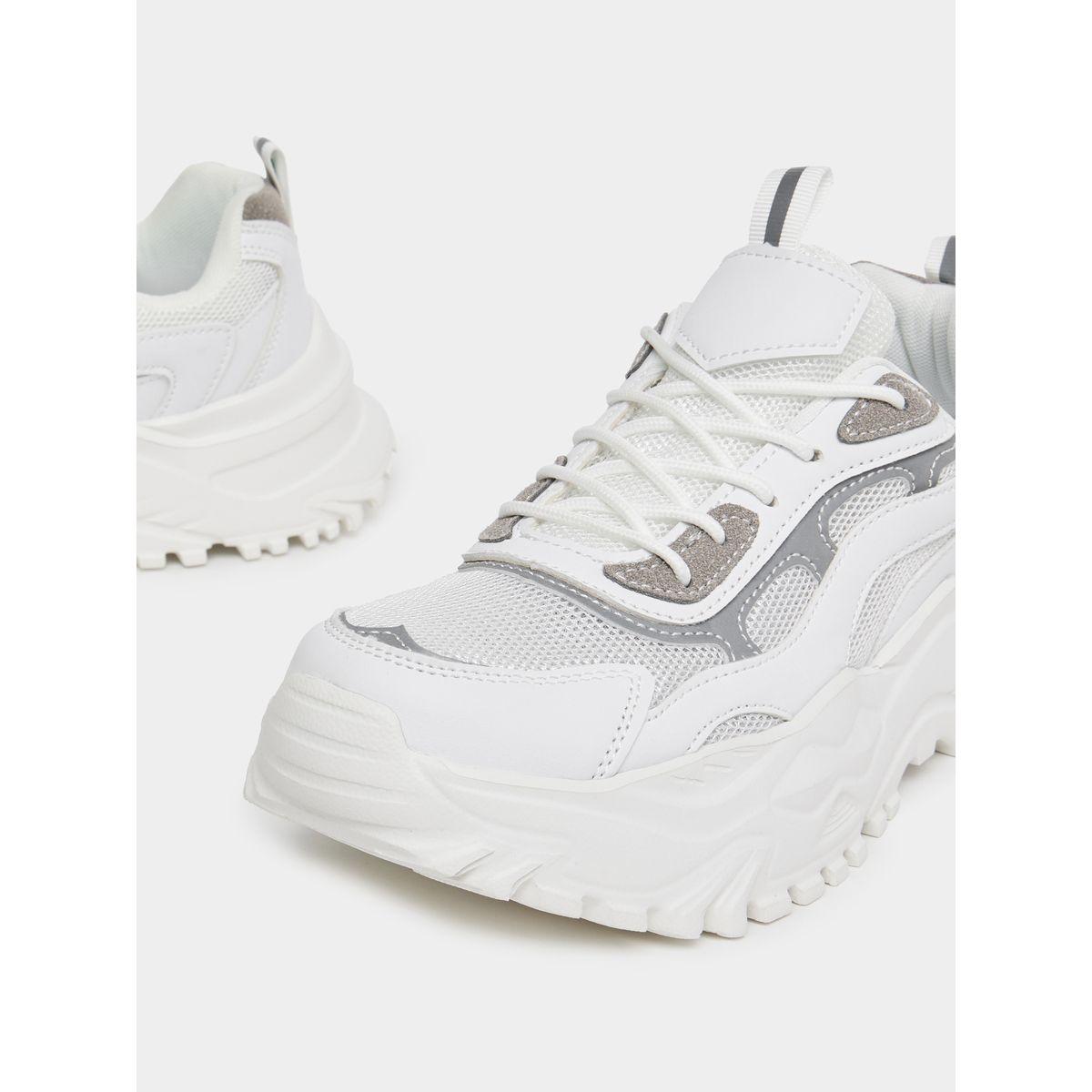 Styli Contrast Panel Lace Up Chunky Sneakers-women-shoes-sneakers-image-4
