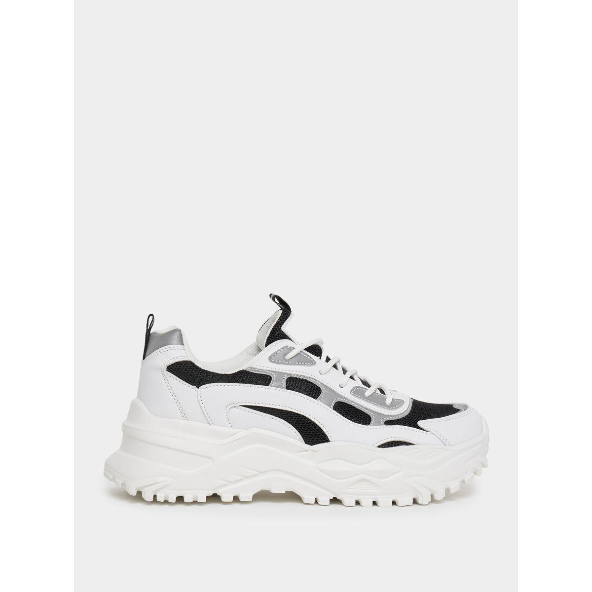 Styli Contrast Panel Lace Up Chunky Sneakers-women-shoes-sneakers-image-2