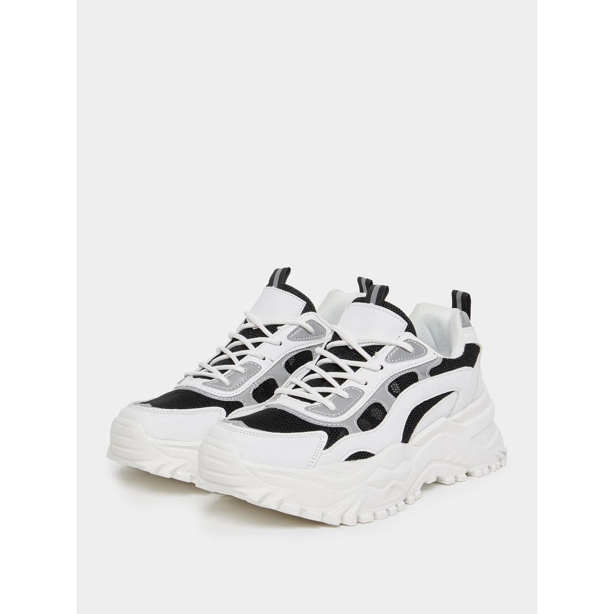Styli Contrast Panel Lace Up Chunky Sneakers-women-shoes-sneakers-image-3