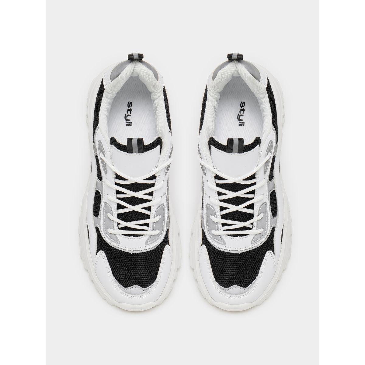 Styli Contrast Panel Lace Up Chunky Sneakers-women-shoes-sneakers-image-6