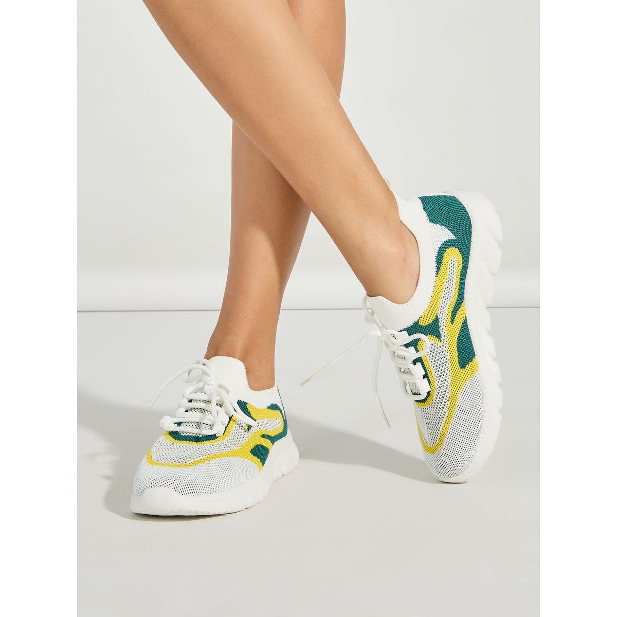 Styli Patterned Knit Foam Sole Sneakers-women-shoes-sneakers-image-1