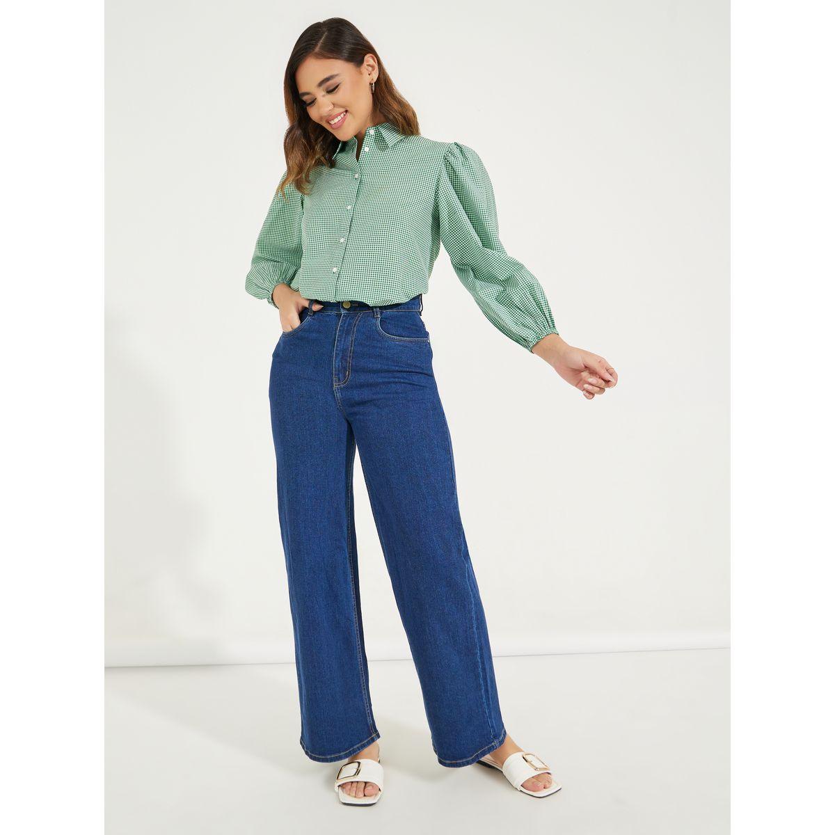 Styli Solid Straight Fit Full Length Jeans-women-clothing-bottoms-jeans-image-1