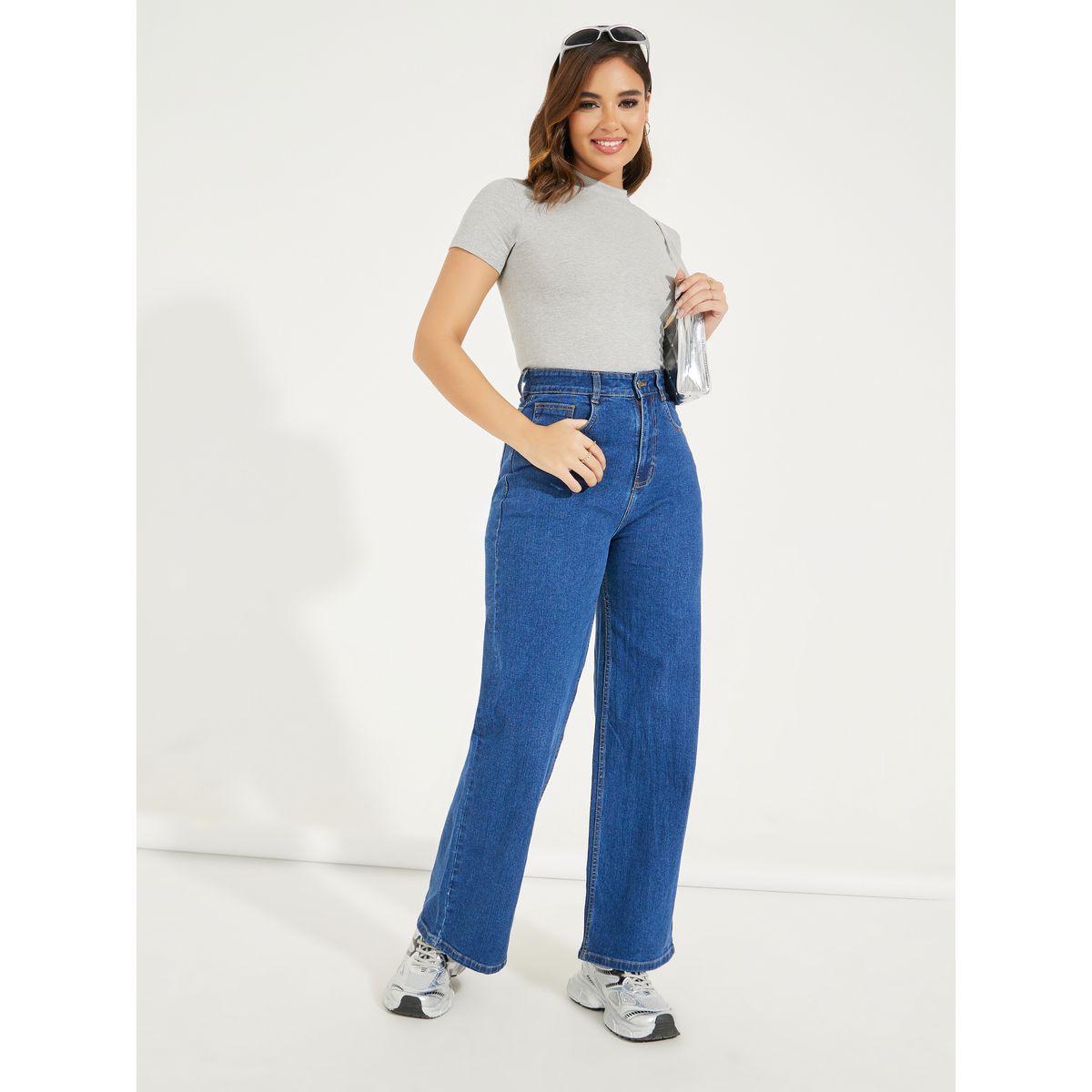 Styli Solid Straight Fit Full Length Jeans-women-clothing-bottoms-jeans-image-1