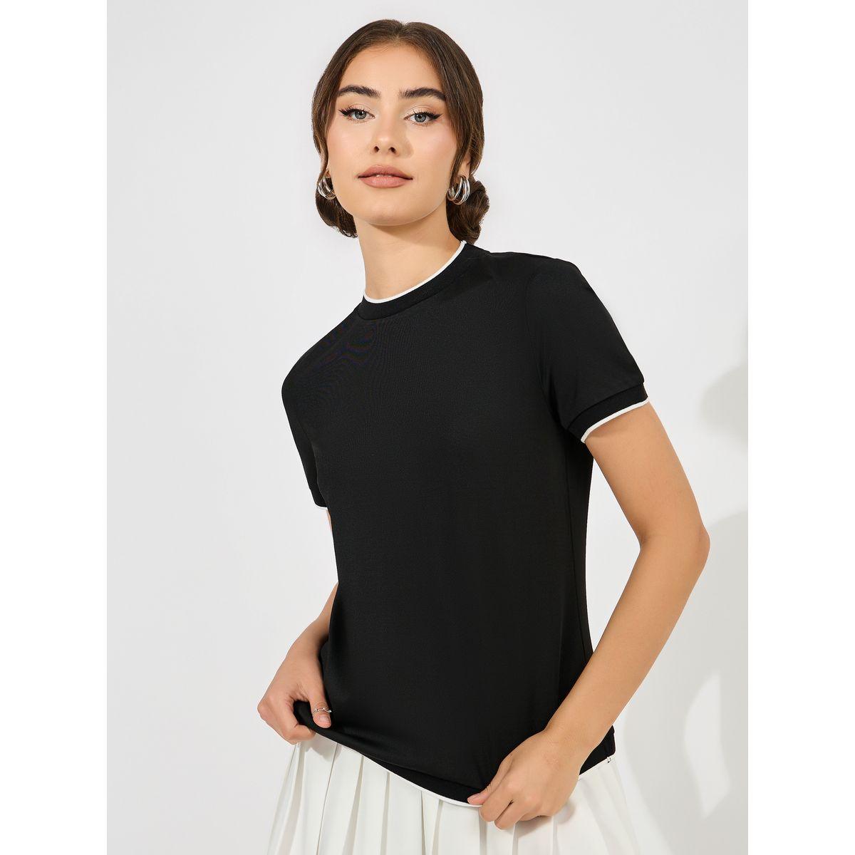 Styli Rib Round Neck Knit Top-women-clothing-tshirts-image-2