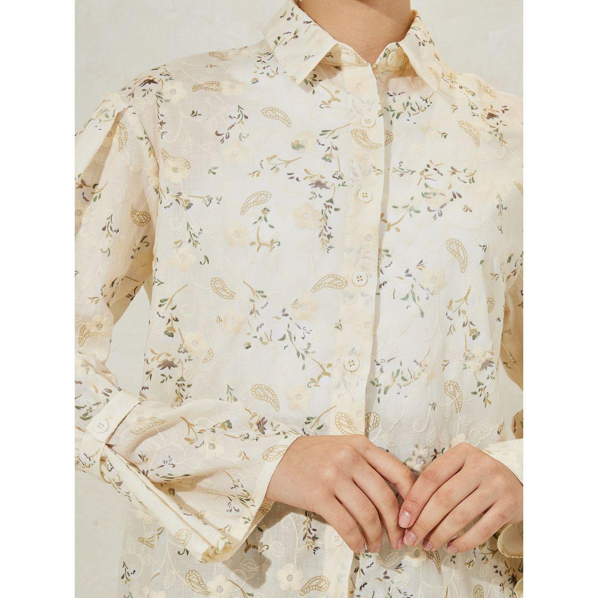 Styli Floral Embroidered Shirt with Flared Sleeves-women-clothing-shirtsandblouses-shirts-image-5