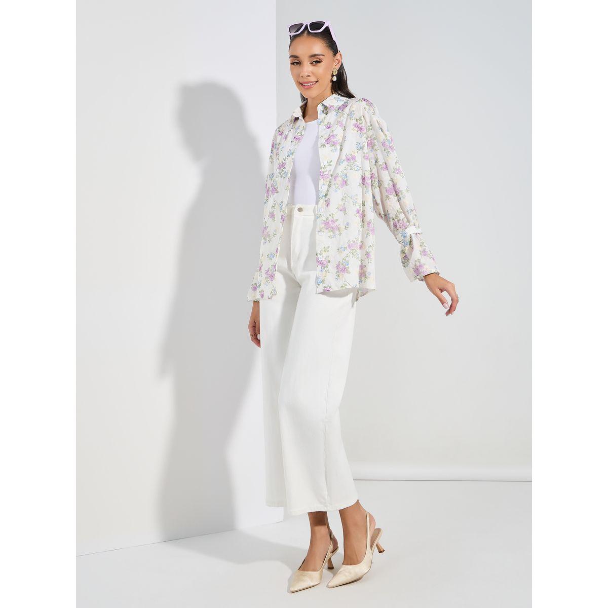 Styli Floral Embroidered Shirt with Flared Sleeves-women-clothing-shirtsandblouses-shirts-image-2