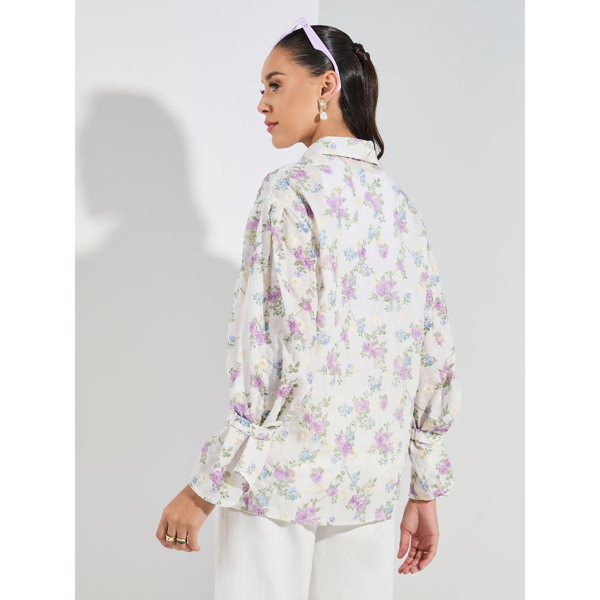 Styli Floral Embroidered Shirt with Flared Sleeves-women-clothing-shirtsandblouses-shirts-image-5