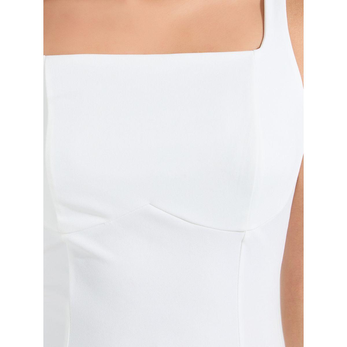 Styli Plain Sleeveless Bodycon Mini Dress with Ruffled Hem-women-clothing-dresses-image-3