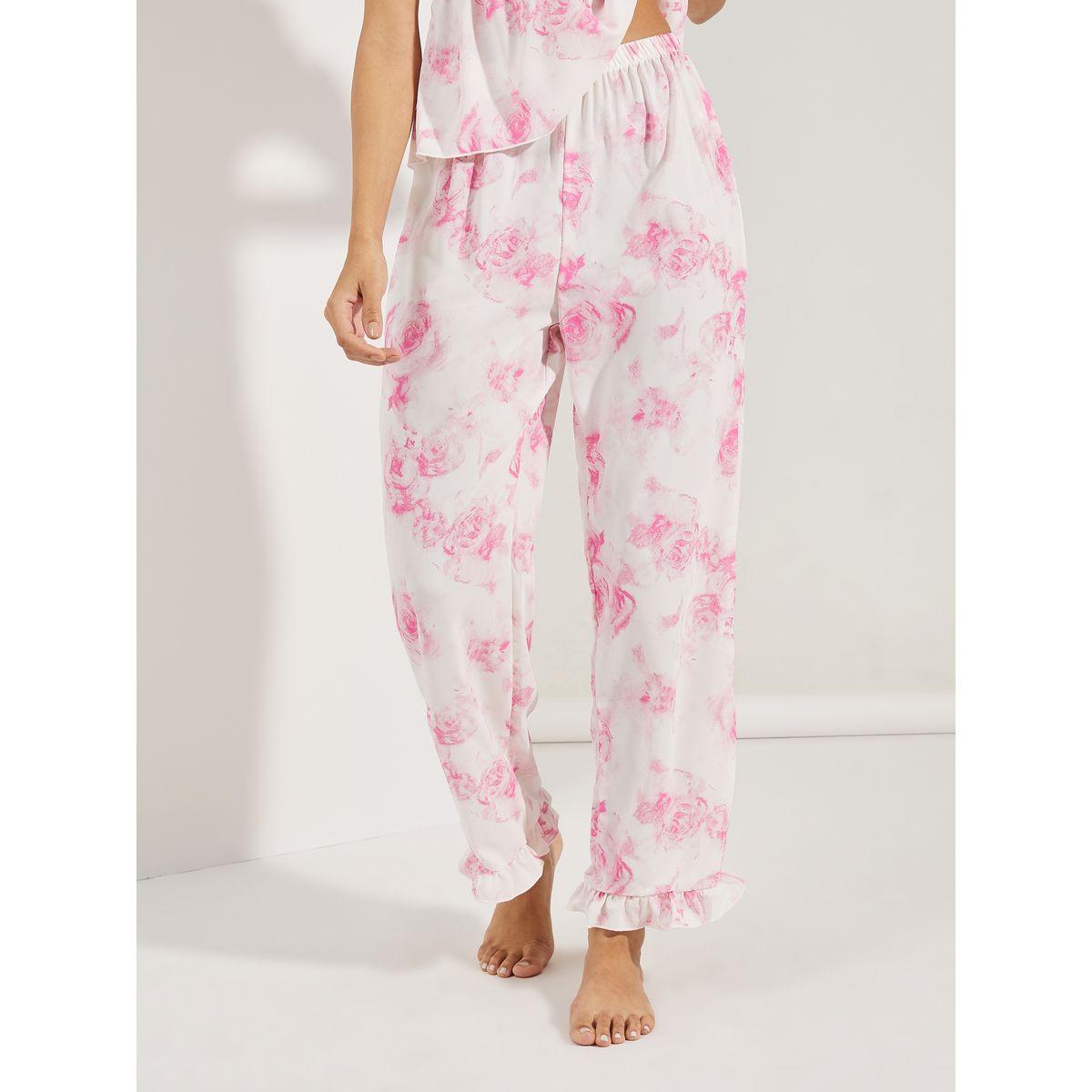 Styli Unwind Rosey Floral Lace Insert Gather Detail Top & Pyjama Set-women-clothing-nightwear-pyjamas-longsets-image-5