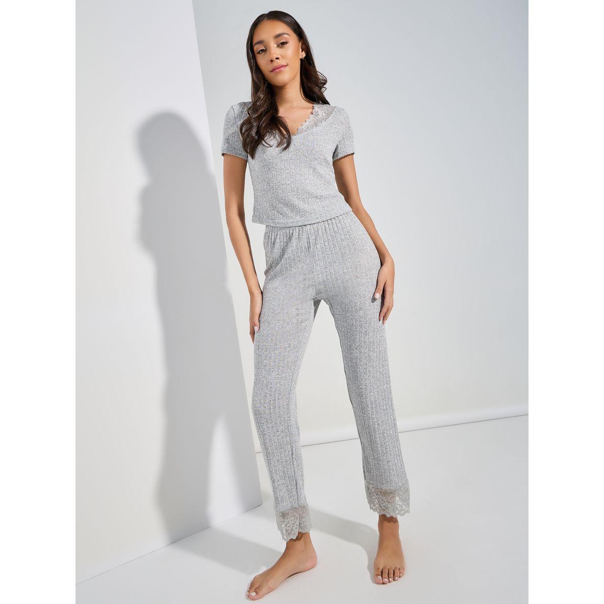 Styli Unwind Ribbed Detail Lace Trim Top & Pyjama Set-women-clothing-nightwear-pyjamas-longsets-image-2