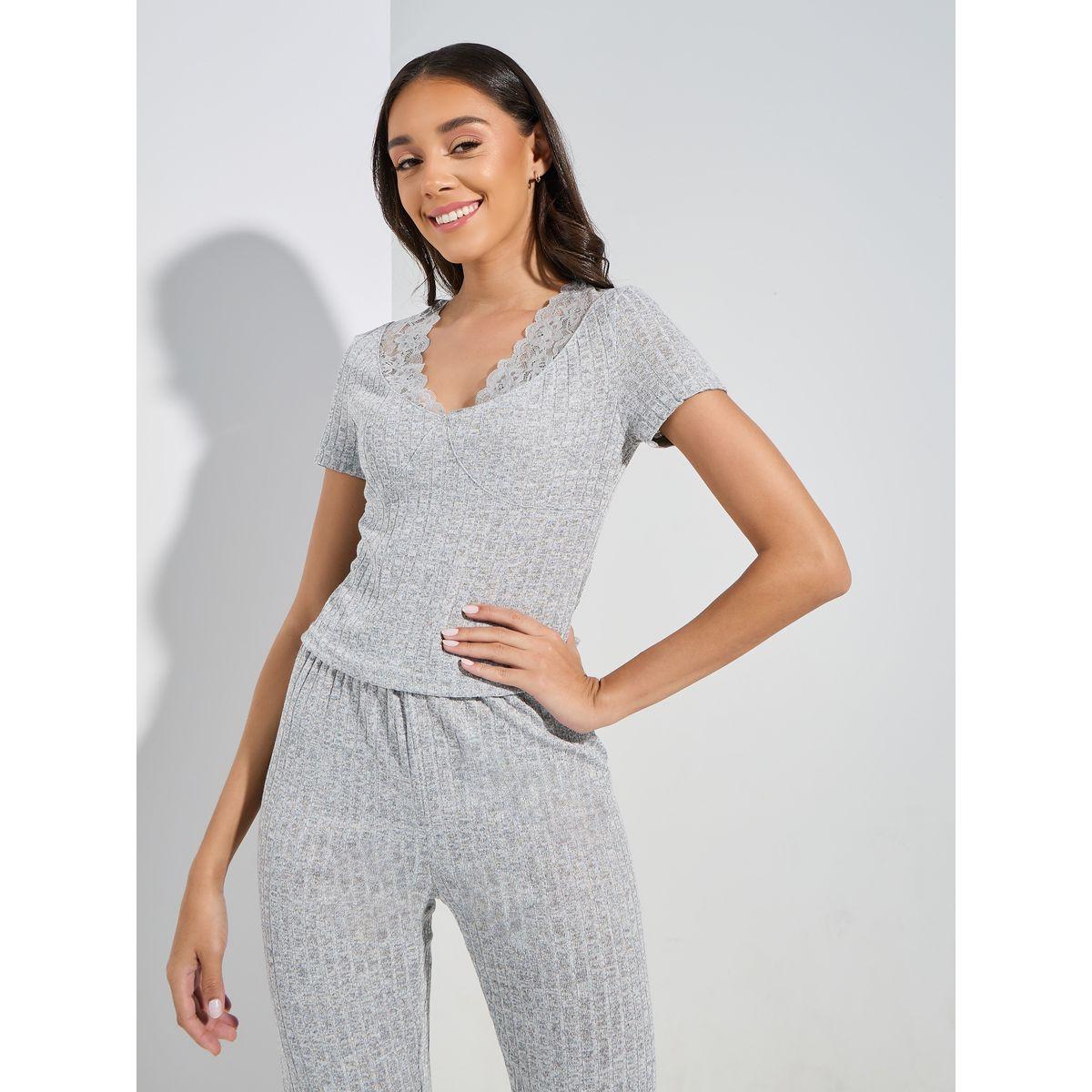 Styli Unwind Ribbed Detail Lace Trim Top & Pyjama Set-women-clothing-nightwear-pyjamas-longsets-image-3